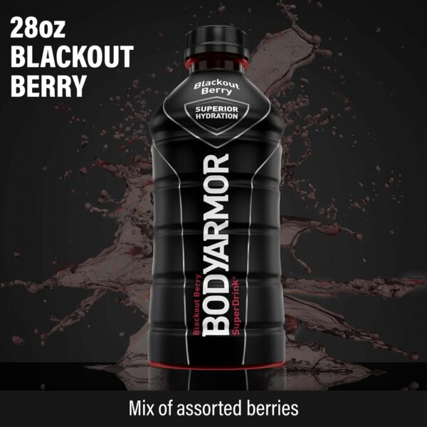 BODYARMOR Sports Drink Sports Beverage, Blackout Berry, Coconut Water Hydration, Natural Flavors With Vitamins, Potassium-Packed Electrolytes, Perfect For Athletes, 28 Fl Oz (Pack of 12)
