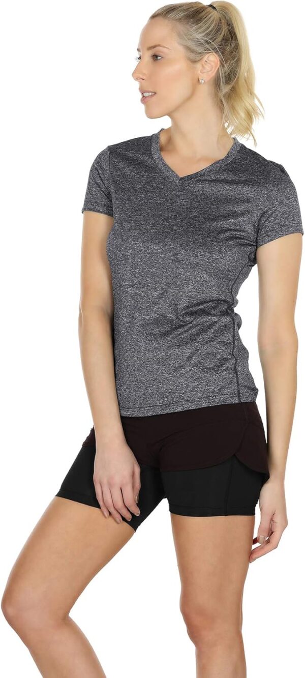 icyzone Workout Shirts Yoga Tops Activewear V-Neck T-Shirts for Women Running Fitness Sports Short Sleeve Tees