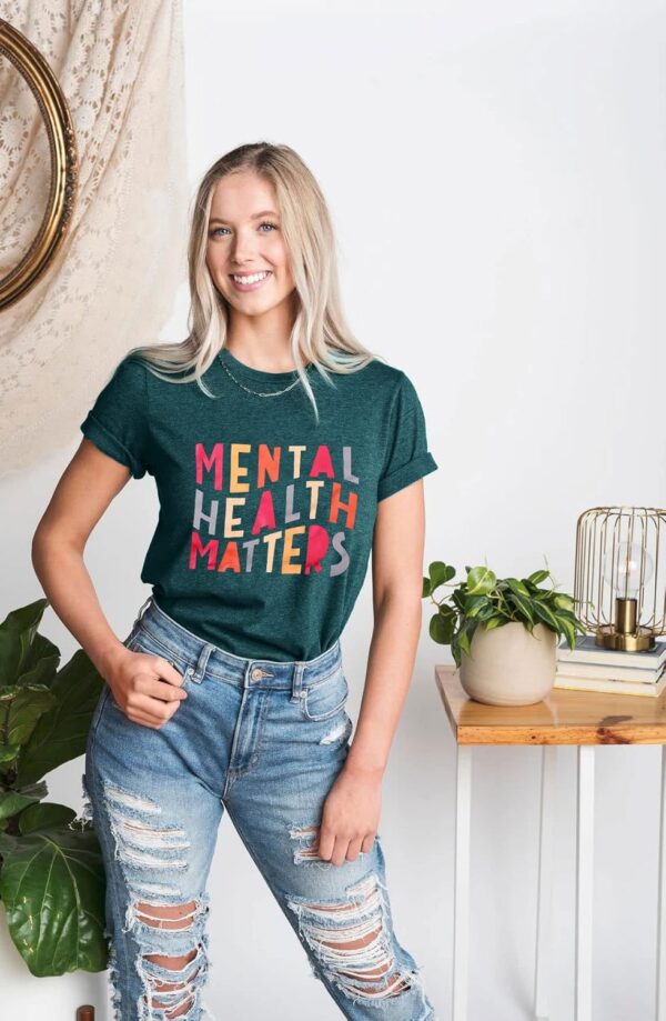 LOTUCY Mental Health Matters T Shirt Women Funny Therapist Psychologist Tee Shirt Human Brain Illness Awareness Tops