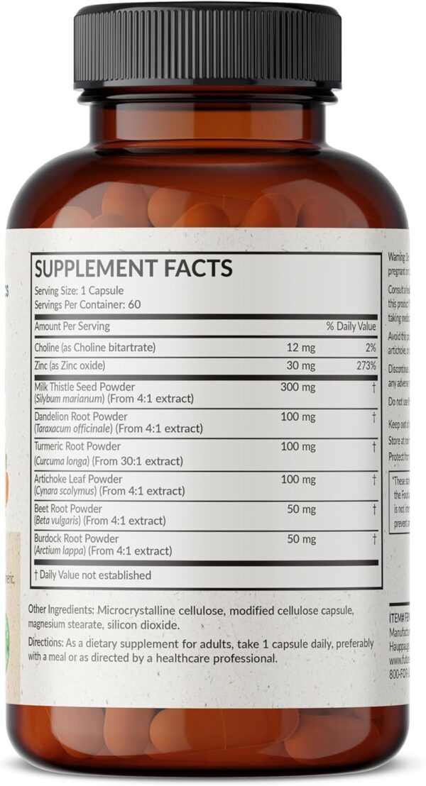 Futurebiotics Liver Detox Advanced Detox & Cleanse Formula Supports Healthy Liver Function with Milk Thistle, Dandelion Root, Turmeric Artichoke Leaf, & More, Non-GMO, 60 Vegetarian Capsules