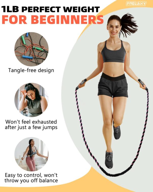 71dEAgtHgYL._AC_SL1500_.jpg Jump Rope 1LB, Weighted Jump Rope for beginners, Heavy Jump Ropes for Fitness, Total Body Workouts, Weight Loss, Strength Training, Compact Skipping Rope for Home Gym Workout Equipment