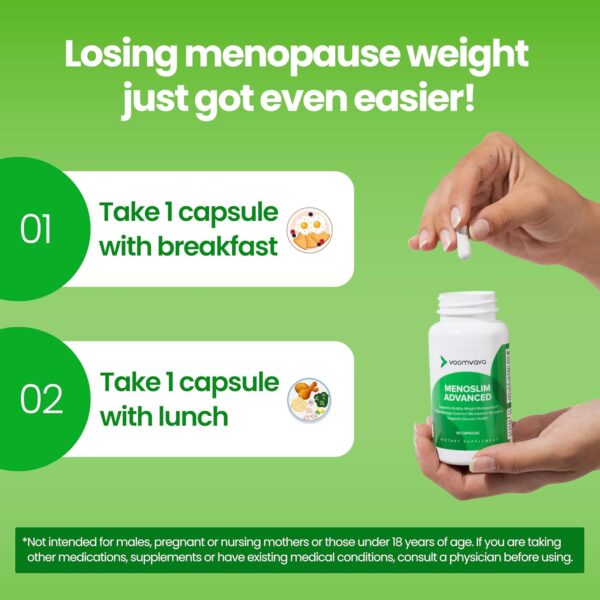 VoomVaya MenoSlim Advanced Menopause Weight Loss for Women - Menopause & Perimenopause Supplements for Women - Estrogen Supplement & Menopause Relief for Hot Flashes, Bloating, Energy - 60 Capsules