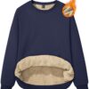 MAGCOMSEN Women's Sherpa Lined Sweatshirts Thermal Casual Crewneck Fleece Pullover Winter Warm Thick Long Sleeve Tops