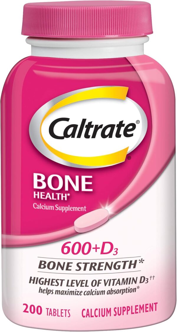 Caltrate 600 Plus D3 Calcium and Vitamin D Supplement Tablets, Bone Health Supplements for Adults - 200 Count