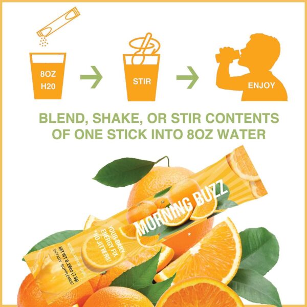 Morning Buzz Energy Powder Drink - Energy Boost Drink Mix - Sugar-Free Energy with Antioxidants - Morning Kickstart and Sports Nutrition Endurance Product - 15 Servings, Orange Burst, 4 Ounces