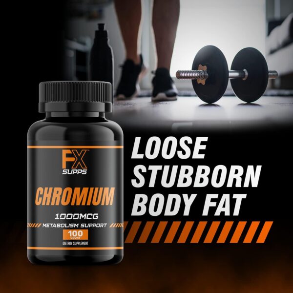 FX SUPPS Chromium Polynicotinate 1000 mcg (100 Capsules) Weight Management Supplements for Men and Women | Improves Energy Production and Heart Health