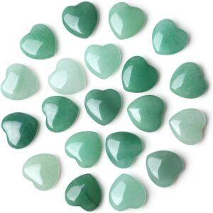 20PCS Green Aventrine Heart Healing Crystals Set Stones Love Shaped Polished Crystal Natural Cute Pocket Thumb Reiki Wholesale Set Gifts Balancing Meditation