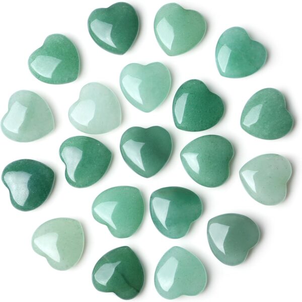 20PCS Green Aventrine Heart Healing Crystals Set Stones Love Shaped Polished Crystal Natural Cute Pocket Thumb Reiki Wholesale Set Gifts Balancing Meditation