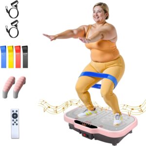 Vibration Plate Exercise Machine, Vibrate Fitness Platform for Weight Loss 120 Speeds Whole Body Workout Equipment with Resistance Bands Handles for Women Men Home Sport Gym
