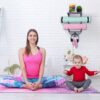 Yoga Mat Holder Wall Mount Yoga Mat Storage Rack Home Gym Accessories with 3 Sectional and 7 Hooks for Hanging Foam Roller and Resistance Bands at Fitness Class or Home Gym
