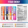 LIFEAID FITAID Energy, 200mg Natural Caffeine, Keto, Variety Pack, Optimum Performance Formula: BCAAs, Quercetin, Electrolytes, Omega-3s, 15 Calories, Paleo, Vegan & Gluten-Free, 12 Fl Oz (Pack of 12)