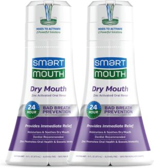 SmartMouth Activated Dry Mouth Mouthwash, Dry Mouth and Bad Breath Relief, Mint, 16 fl oz, 2 Pack
