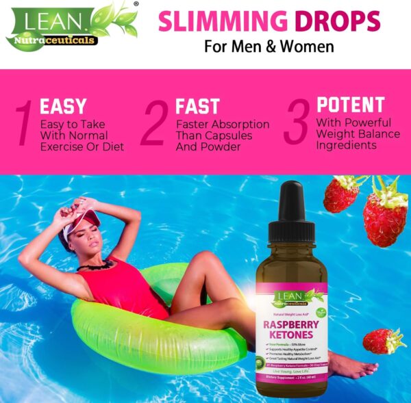 Weight Loss Keto Raspberry Ketone Drops, Appetite Suppressant Fat Burner Diet Energy Supplement Metabolism Booster That Work for Belly for Men and Women, Slim Faster Than Gummy Pill Capsule Tea, 60 ml
