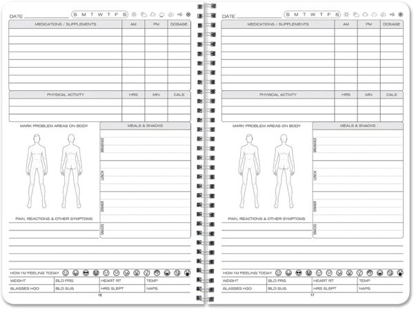 BookFactory Personal Medical Journal My Medical History Logbook Daily Medications Log Book Medicine, Treatment, Doctor Visit Tracking Records - Wire-O, 100 Pages 6" x 9" (JOU-100-69CW-PP-(Medical))