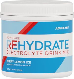 AdvoCare Rehydrate Electrolyte Drink Mix - Hydration & Recovery Drink with Sodium, Potassium & More - Berry Lemon Ice, 12.7 oz