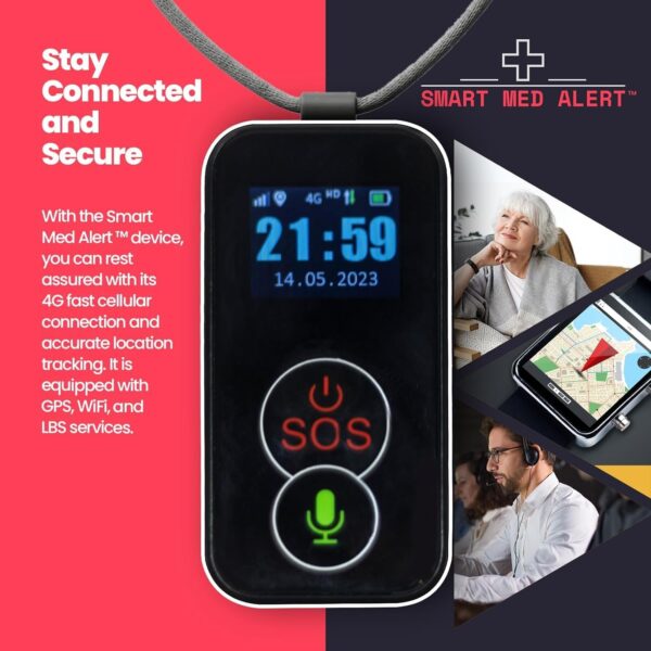 Elderly Cellular Medical Alert Device | Wearable Panic Button Necklace | Medical Alert Systems for Seniors | Water Resistant with Built-in Fall Detection for Better Quality of Life