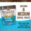 Merrick Fresh Kisses Natural Dental Chews Toothbrush Shape Treat Infused With Real Mint Medium Dogs - 30 ct. Box