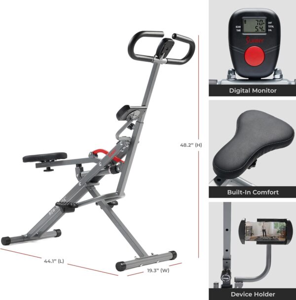 71dsituMZ-L._AC_SL1500_.jpg Sunny Health & Fitness Row-N-Ride PRO, Full Body Combo Squat Machine w/Optional Resistance Band, Easy Setup Ab Workout Exercise Equipment for Home, Whole Body Cardio, Optional SunnyFit App Connection