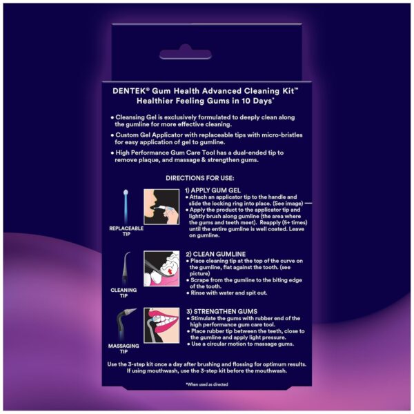 DenTek Gum Health Advanced Cleaning Kit, Oral Care Hygiene Kit, Gum Cleansing Gel, Gum Massager, and Plaque Scraper Dental Tools