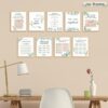 9 Pieces Mental Health Posters Anxiety Therapy Motivational Poster Psychologist Counselor Inspirational Posters Positive Quotes Wall Decor Classroom for Home Office, 8 x 10 Inch(Leaf Style)