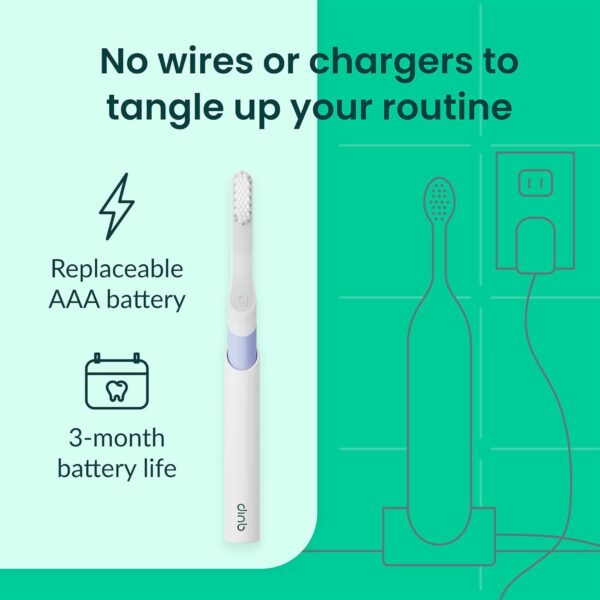 quip Sonic Toothbrush for Adults with Timer - Includes Extra Brush Head and Travel Cover Mount - Electric, Soft Bristle Refill Head, Plastic Handle, 3 Month Battery Life - Travel Toothbrush - Lavender