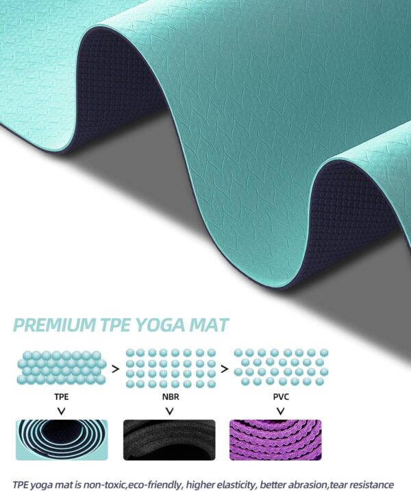 COOLMOON Yoga Mat Non Slip, Anti-Tear 1/4 Thick TPE Yoga Mats for Women and Men, 72"x24" Exercise & Fitness Mat with Carrying Strap, Workout Mats for Yoga, Pilates and Floor Exercise