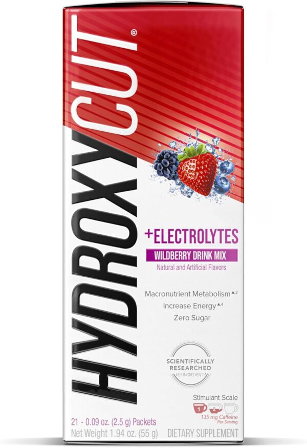 Hydroxycut Drink Mix, Wildberry Blast - 21 Travel-Size Packets, Pack of 2 - Zero Calories, Zero Sugar - Boost Metabolism, Burn Calories, Increase Energy - for Women & Men
