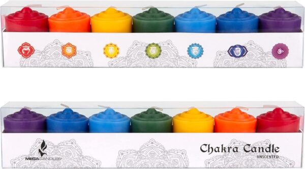 MEGA CANDLES Unscented Assorted Color Chakra Candle, Hand Poured Premium Wax Candles