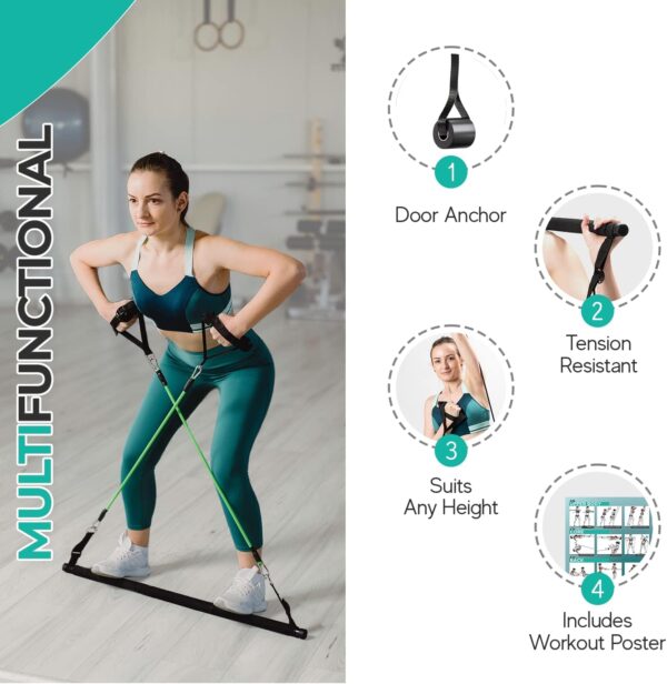 Pilates Bar Kit with Resistance Bands - Home Gym Equipment - Workout Equipment for Women and Men - Pilates Equipment with Adjustable Resistance Bands