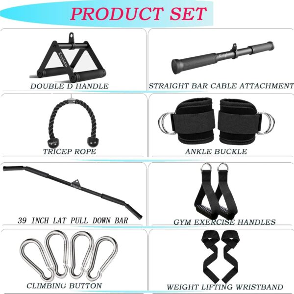 Cable Machine for Home Gym, Triceps Press Down Cable Machine attachments, LAT Pull Down attachments, Triceps Pull Down attachments, Fitness Equipment Cable Accessories.