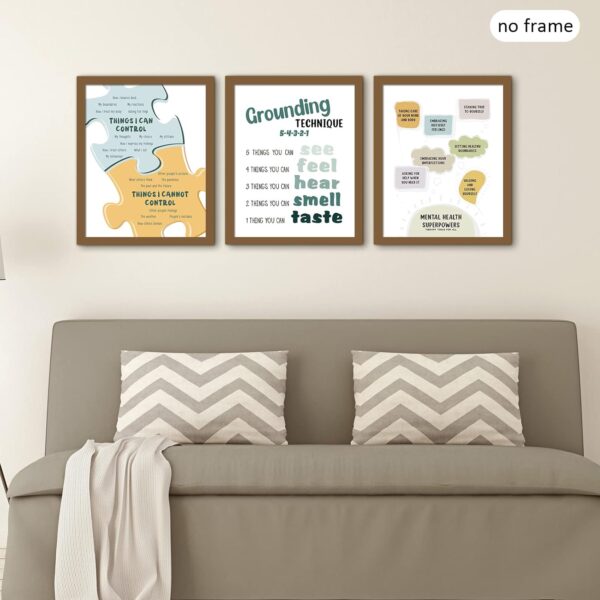 Outus 9 Pieces Mental Health Posters Anxiety Therapy Motivational Poster Psychologist Counselor Inspirational Posters Positive Quotes Wall Decor Classroom for Home Office, 8 x 10 Inch(Retro Style)
