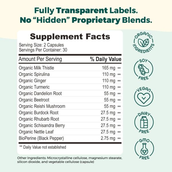 AlphaCleanse | Liver Health and Detox Blend Made with 12 Organic Superfoods. Milk Thistle, Dandelion Root, Burdock Root. Formulated for Detox Support, Liver, Digestive Health.
