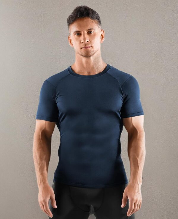 Niksa Men's Compression Shirts, Short Sleeve Athletic Compression Tops Dry Workout T Shirt, Rash Guard Base Layer Undershirt