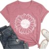 Women's Summer Tops Sunflower T Shirts for Women Cute Graphic Loose Tees Crew Neck Short Sleeve Casual Tops