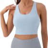 Sports Bras for Women Criss-Cross Back Padded Workout Tank Tops Medium Support Crop Tops for Women