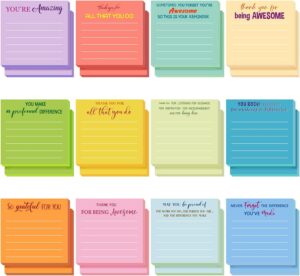 Yinder 24 Pcs Employee Appreciation Sticky Notes Thank You Gifts Bulk Note Pads with Sayings Teacher Gift Mini Pocket Inspirational Notepads for Coworker Office Supply 3 x 3''(Pastel,Thanks)