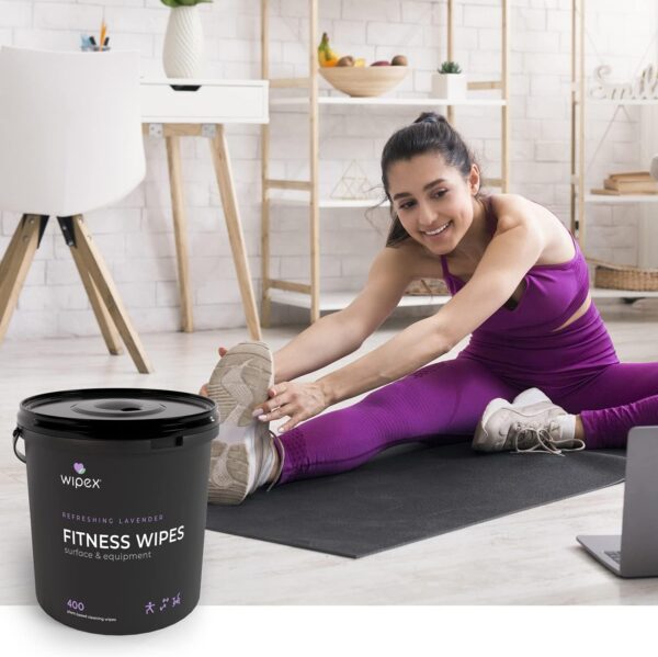 Wipex Gym Wipes – Natural Fitness Equipment Wipes, Plant-Based Cloth - Lavender and Vinegar Wipes to Clean Surfaces, Safe Yoga Mat Cleaner Wipes, All Purpose Gym Cleaner & Peloton Wipes, 400 Count