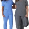 Hanes Women's Scrubs Healthcare Top, Moisture-Wicking Stretch Scrub Shirts, Ribbed Back Panel
