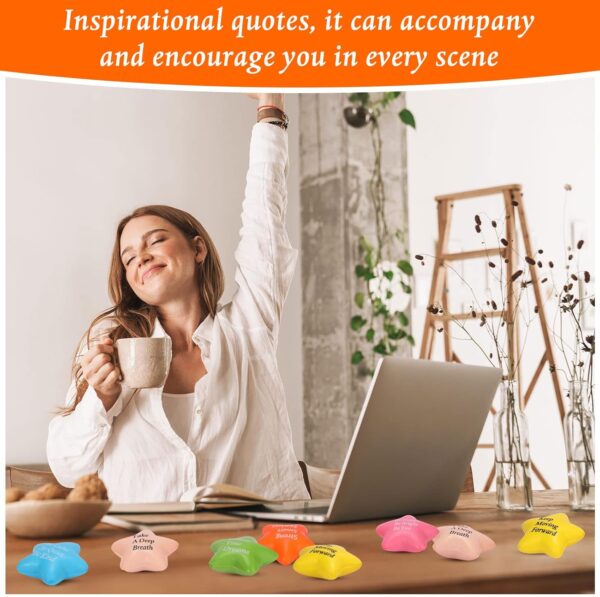 36 Pcs Motivational Stress Balls Quotes Inspirational Funny Colorful Foam Balls Hand Exercise Stress Relief Gifts for Office Small Anxiety Toys for Relief Motivating Supply (Star)