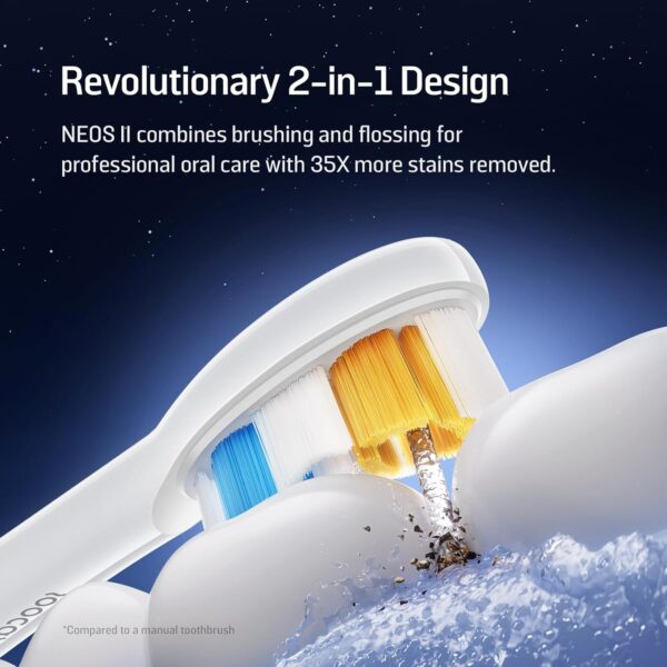 Soocas NEOS II - Electric Toothbrush with Water Flosser, Sonic Electric Toothbrush for Adults, Water Flosser for Teeth, Portable Cordless Oral Irrigator, 100% Plaque Removal, Pearl White
