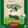 Greenies Weight Management Regular Natural Dog Dental Care Chews Weight Control Dog Treats, 27 oz. Pack (27 Treats)