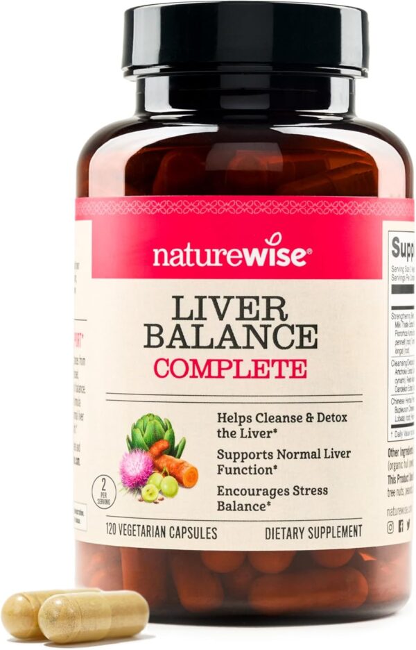 NatureWise Liver Detox Cleanse Supplement (60 servings) Triple Repair Formula with Milk Thistle, Turmeric, Reishi & Kudzu to Encourage Toxin Removal & Support Normal Function (120 Veg Capsules)