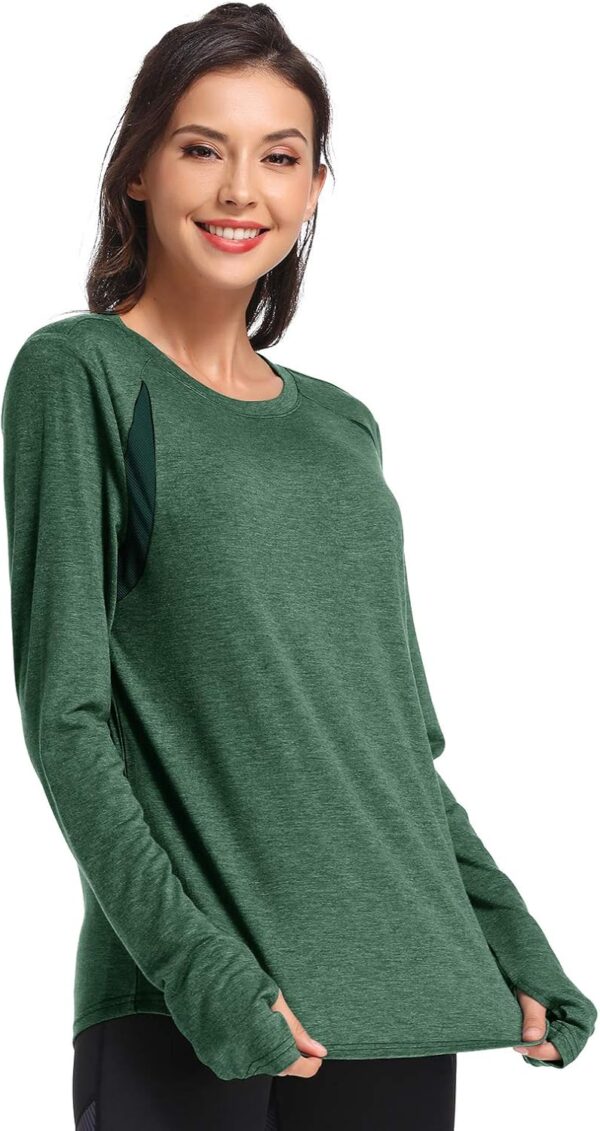 Muzniuer Long Sleeve Workout Tops for Women-Plain Long Sleeve Shirts Yoga Tops Gym Sports T-Shirt with Thumb Hole