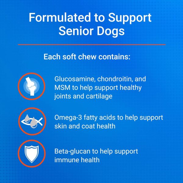 Cosequin Senior Joint Health Supplement for Senior Dogs - With Glucosamine, Chondroitin, Omega-3 for Skin and Coat Health and Beta Glucans for Immune Support, 60 Soft Chews