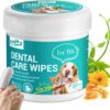 Dog Dental Care Wipes - Cat & Dog Teeth Cleaning Finger Wipes - Dog Tooth Brushing Kit Dental Wipes - Reduces Plaque & Freshens Breath (50 Pcs)