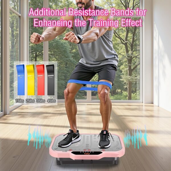 Vibration Plate Exercise Machine, Vibrate Fitness Platform for Weight Loss 120 Speeds Whole Body Workout Equipment with Resistance Bands Handles for Women Men Home Sport Gym