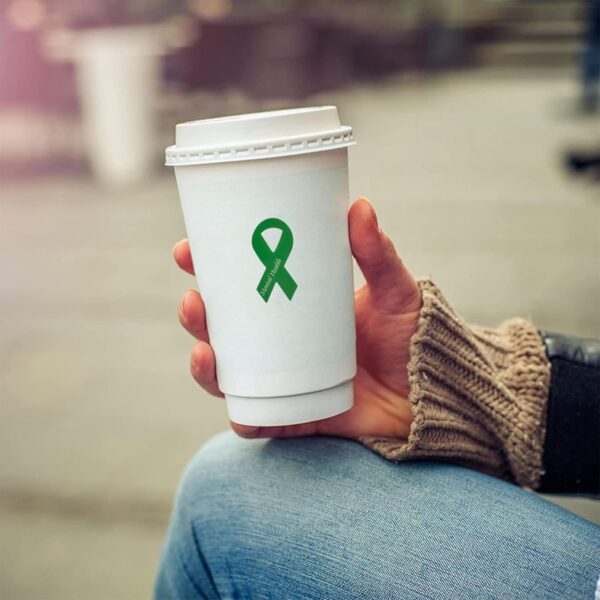 WANDIC Printed Green Ribbon Stickers, 500pcs Mental Health Awareness Decal Adhesive Label for Public Charity Fundraiser Events Supplies Gifts