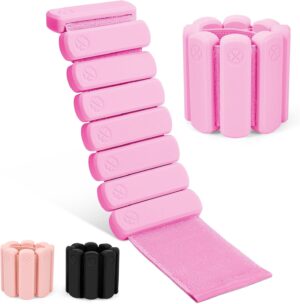 Wrist & Ankle Weights set of 2 (1lb each), Adjustable Silicone Weighted Bangles for Men and Women, Suitable for Arm & Leg Workout, Yoga, Pilates, Dance, Barre, Gym, Aerobics.