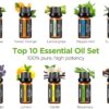 InnoGear Aromatherapy Diffuser & 10 Essential Oils Set, 400ml Diffuser Ultrasonic Diffuser Cool Mist Humidifier with 4 Timers 7 Colors Light Waterless Auto Off for Large Room Office, Dark Wood Grain