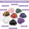 NatureWonders 8 Crystal Hearts 1.4" (Booklet, Pouch, Gift Box) Chakra Stone, Healing Crystal, Palm Thumb Stone, Powerful & Popular, All Natural, Finished with Beeswax, Meditation, Energy Healing Reiki